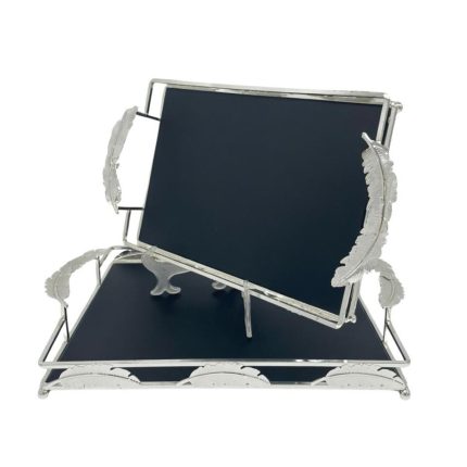 Duo Plateaux Prestige – Miroir Noir  – Finition Argentée
