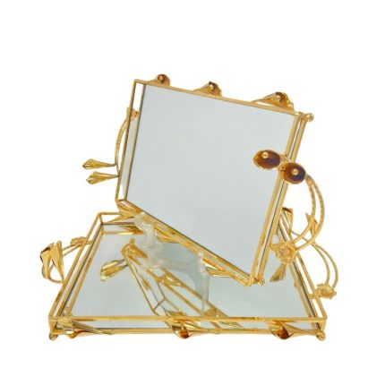 Duo Plateaux Floria – Miroir Transparent – Finition Dorée